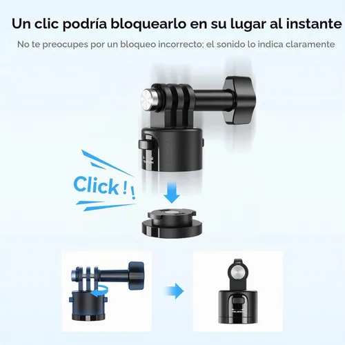 Vista 2 de TELESIN Base de adaptador de montaje para accesorios GoPro, montaje magnético de trípode de cámara de liberación rápida para DJI Action Osmo 3/4/5