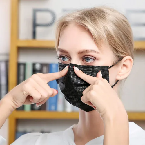 Vista 6 de 50 Piezas Mascarillas Faciales Desechables de 3 Capas Protectoras Negro