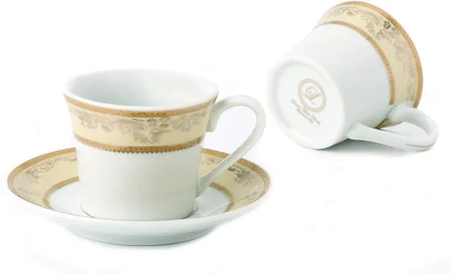 Vista 4 de Lorren Home - Juego de café expreso de 2 onzas para 6 unidades, color dorado floral