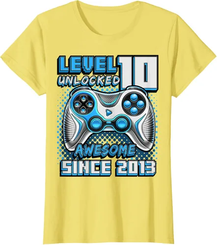 Vista 36 de Level 10 Unlocked Awesome 2013 Video Game 10th Birthday Boy T-Shirt, Negro