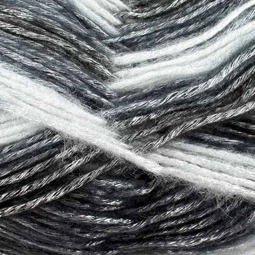Vista 2 de Colorido hilo multicolor a rayas con sutil brillo, 56% poliéster, 44% acrílico, cada uno de 3.53 onzas / 252 yardas (754.6 ft) (n.º 1) (cebra)