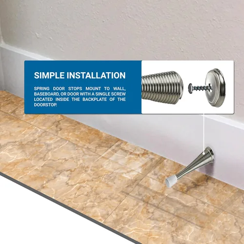 Vista 2 de 2 Pack Rok hardware defensa para puertas hecho de níquel cepillado con resorte resistente, 3 – 1/8 pulgadas.
