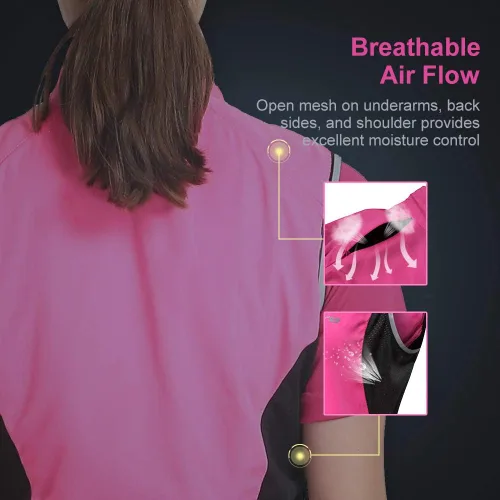 Vista 5 de Chaleco de ciclismo reflectante para mujer para seguridad y viento