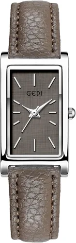 Vista 10 de Reloj de cuarzo para mujer Carlien, elegante reloj de vestir rectangular con correa de cuero y corona de cristal azul Rosa Negro