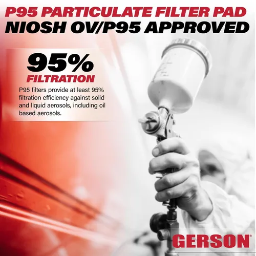 Vista 3 de Gerson Filtro de repuesto para máscara N95P P95, filtro de partículas G95P P95, filtración del 95%, para adultos, uso con media máscara GERSON
