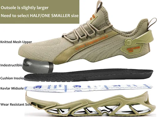 Vista 3 de Zapatos deportivos con punta de acero para hombre, ultra ligeros, indestructibles, a prueba de pinchazos, zapatos de seguridad antideslizantes