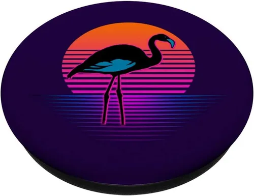 Vista 2 de 70s 80s Flamingo Pop-Socket Retro Regalo de cumpleaños Navidad – PopSockets Grip y soporte para teléfonos y tabletas