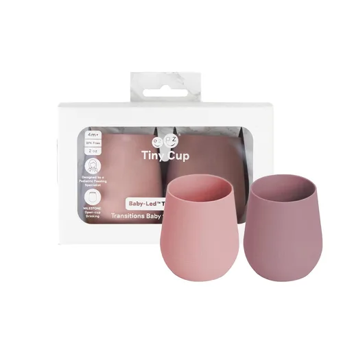 Vista 9 de ezpz Tiny Cup (Azul) – 4 meses en adelante – Taza de entrenamiento de 100% silicona para bebés – Diseñada por un especialista en alimentación