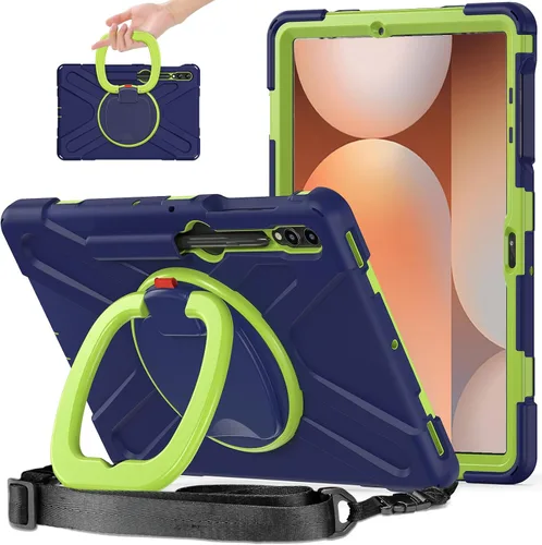 Vista 78 de 360 Rotation Case for Galaxy Tab ActivePro/Tab Active4 Pro/Active 5 Pro 10.1" Sturdy Cover Rotate Ring Stand Shoulder Carrying Strap Hand Strap