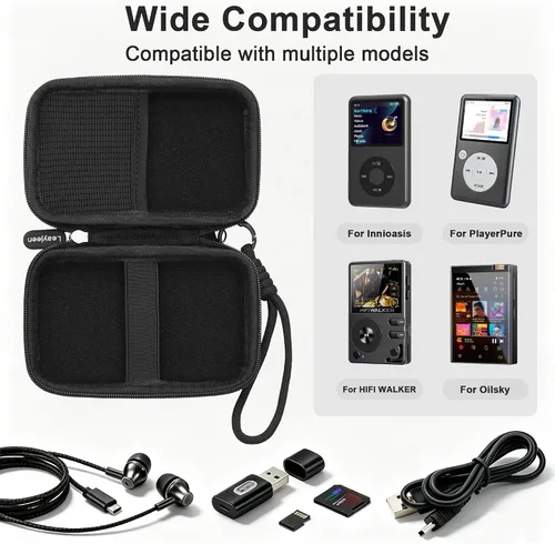 Vista 3 de Leayjeen Funda rígida EVA para reproductor de MP3 MP4 Innioasis, color negro