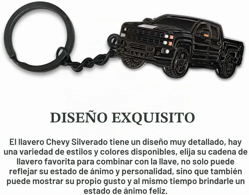 Vista 5 de Llavero para Chevy Silverado, para Chevy Silverado Accesorios Camión de juguete 2015-2022, llavero de metal Negro puro