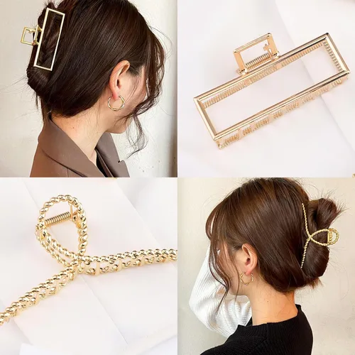 Vista 3 de Mehayi 3 pinzas de metal grandes para cabello grueso y pesado, agarre fuerte, agarre grande, antideslizante, pinza de mandíbula para cabello largo