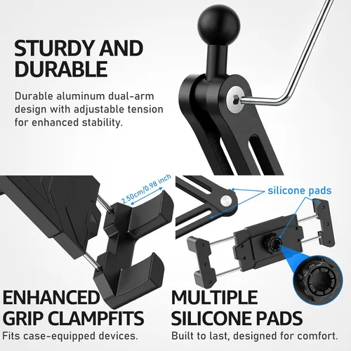 Vista 4 de Urmust Soporte de pared para tableta para iPad, rotación de 360°, soporte ajustable para tablet con brazo extensible de aluminio, para iPad