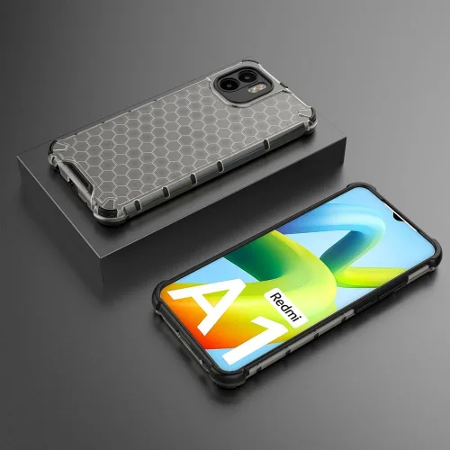 Vista 4 de Pzwoxukhov Funda compatible con Redmi A1, compatible con Redmi A2 Honeycomb Anti-caída Absorción de Golpes Negro