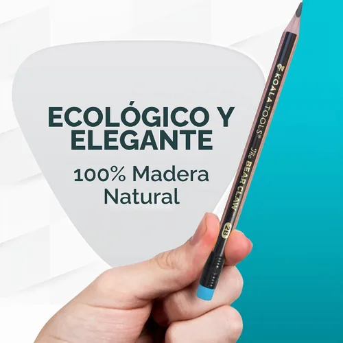 Vista 6 de KOALA TOOLS Lápices Garra de Oso Paquete de 1 (6 Lápices) - Gruesos, Resistentes, Agarre Triangular, Grafito, Mina 2B con Goma de Borrar