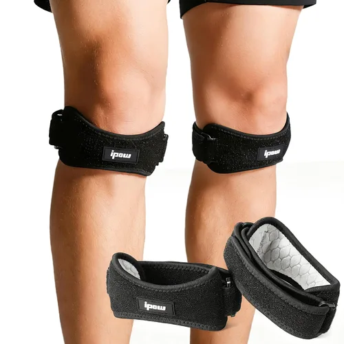 Vista 9 de IPOW - 2 bandas pequeñas de estabilización de rótula para rodillas para adolescentes y niños, banda para rodilla para fútbol, baloncesto, correr