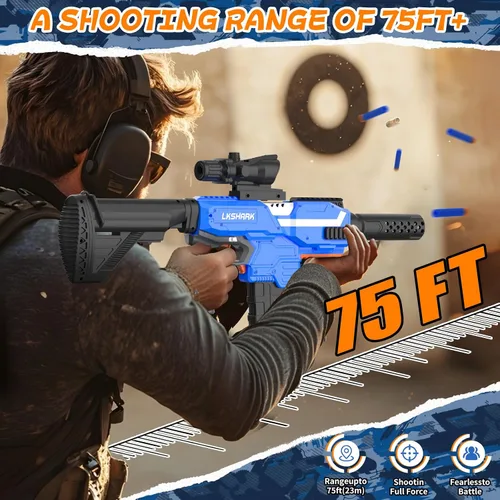 Vista 6 de Pistola automática de espuma de juguete con alcance, lanzador eléctrico de dardos de juguete con 120 dardos de espuma para pistolas, IR, linterna