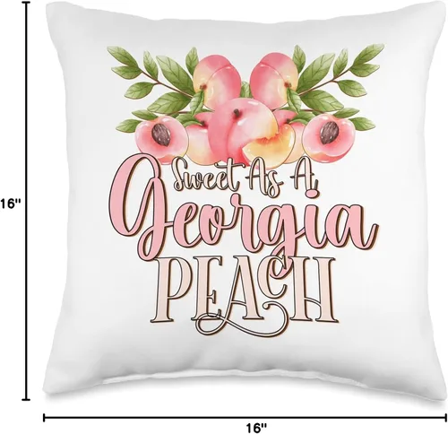 Vista 4 de I Love Georgia Shirts & Gifts By DSR Sweet Lover State of Georgia Peaches - Almohada (16 x 16 pulgadas), multicolor