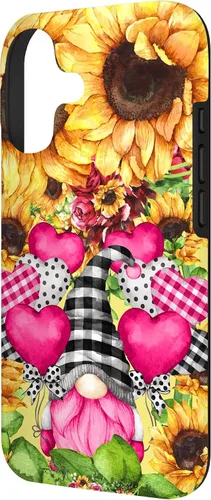 Vista 2 de Cute Sunflower Pattern for Women Pink Valentines Gnome Case for iPhone 17