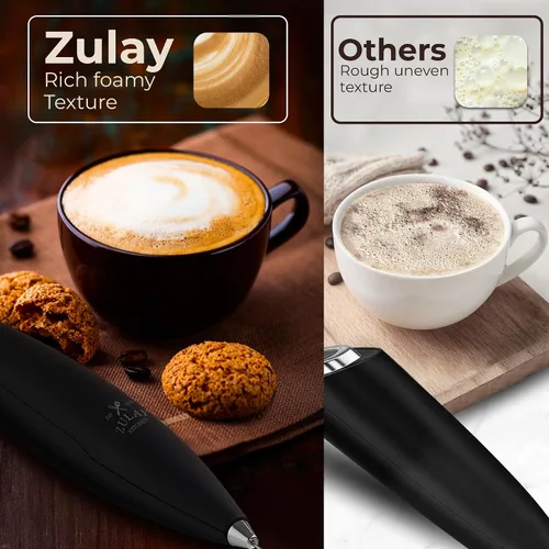 Vista 170 de Zulay Milk Boss Espumador de leche potente manual, hace espuma para latte, batidor para mezclar bebidas, café, miniespumador para capuchino, frappé