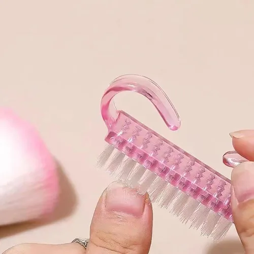 Vista 5 de Kit de removedor de esmalte de uñas de gel con 10 clips de removedor de esmalte de uñas rosa con tapa, botella dispensadora, empujador de cutículas