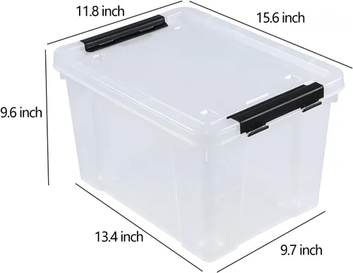 Vista 4 de Pekky Contenedor de plástico transparente de 22 cuartos de galón con tapa y rueda, 6 paquetes