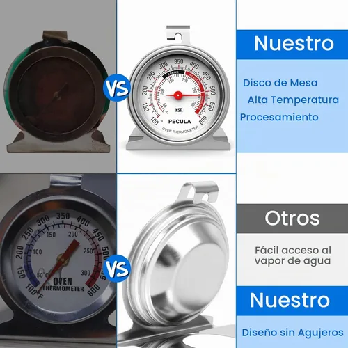 Vista 4 de Termómetro de horno 50-300 °C/100-600 °F, Termómetro de horno para hornear y chef, Termómetro de acero inoxidable de lectura instantánea, Termómetro