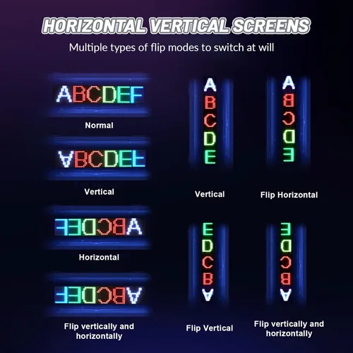 Vista 5 de RAYHOME Letrero LED programable de imagen de importación a todo color, 27 x 5 pulgadas, flexible, USB, 5 V, rotación multitarea, Bluetooth, control