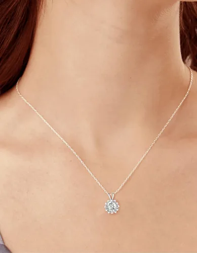 Vista 2 de MomentWish Collar con dije, regalo brillante de aniversario para mujer, collar de moissanita de 1 quilate para mujer, collar solitario de plata