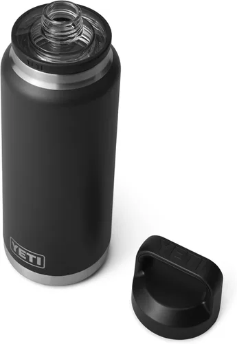 Vista 3 de YETI Rambler - Botella de 36 onzas, aislada al vacío, a prueba de fugas, de acero inoxidable con tapón para sorbos Aislamiento al vacío Negro