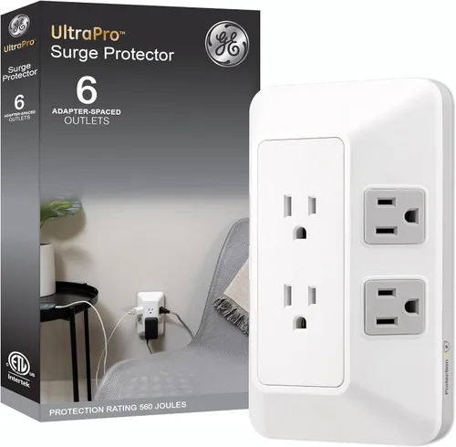 Vista 9 de GE UltraPro 81787 Protector SurGE de 3 tomas, extensor de salida con USB, enchufe de pared, 1 USB-A, 1 USB-C, adaptador espaciado, para el hogar u
