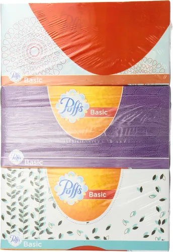 Vista 2 de Puffs Pañuelos faciales básicos, 180 unidades, paquete de 3