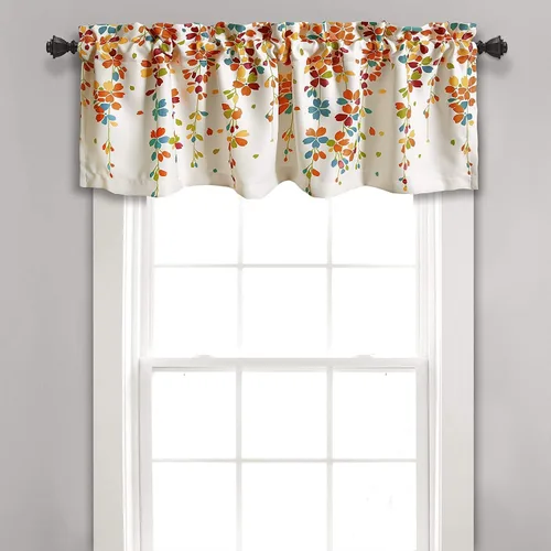 Vista 36 de Lush Decor Cenefa para ventana con flores que lloran, filtro de luz, azul y gris