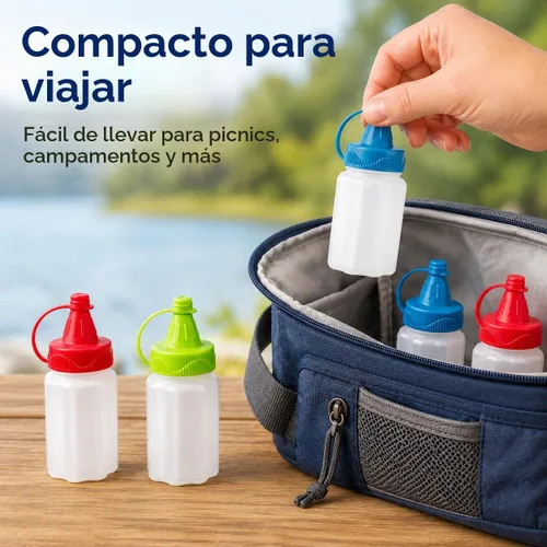Vista 7 de Mini botellas exprimibles para condimentos de 1.18 onzas, paquete de 6