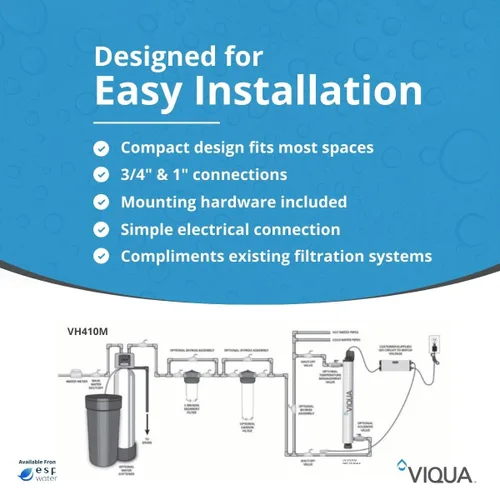 Vista 4 de VIQUA Sistema de tratamiento de agua UV VH410M, caudal de 18 GPM