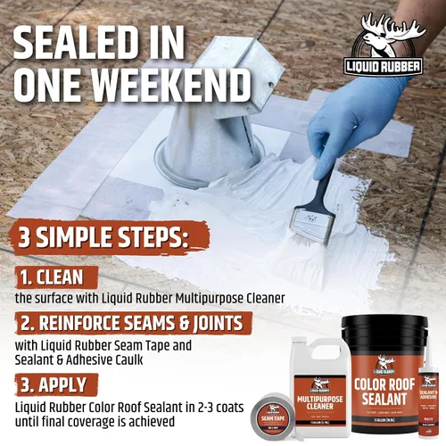 Vista 6 de Liquid Rubber - Sellador Impermeable de Color - Revestimiento Elastomérico para Techos Planos o Inclinados y Cimientos - Membrana de Pintura y Blanco