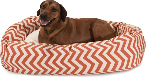 Vista 19 de Cama para perro de 24 pulgadas, color negro Chevron Sherpa Bagel