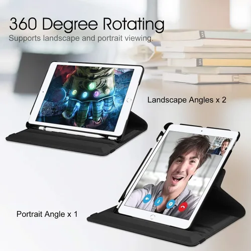Vista 4 de Fintie 360° Rotating Case for iPad 9th / 8th / 7th Generation 10.2 Inch Negro