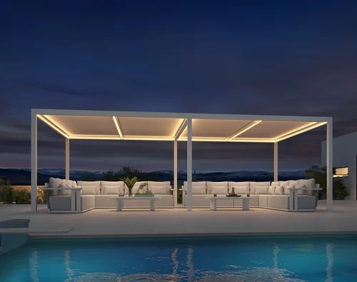 Vista 9 de PURPLE LEAF - Pérgola al aire libre con listones 10 x 12 pies de aluminio blanco con toldo rígido moderno y ajustable para patio, jardín