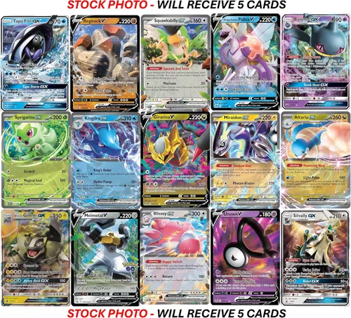 Vista 4 de Lote de 5 cartas ultra raras de Pokémon - V, Gx, ex, variedad surtida, sin duplicados