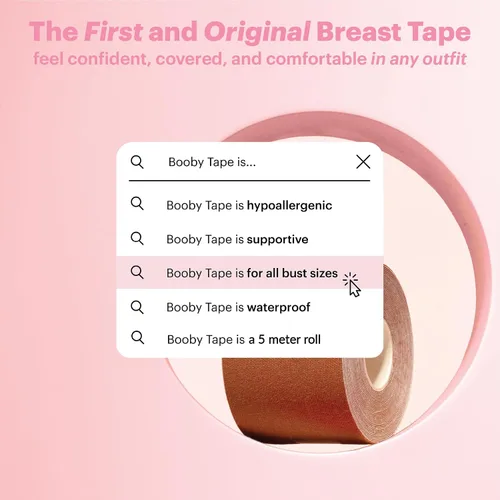 Vista 6 de Booby Tape Cinta adhesiva para senos original, levantamiento instantáneo de senos, reemplaza tu sujetador, sin látex, cinta adhesiva hipoalergénica