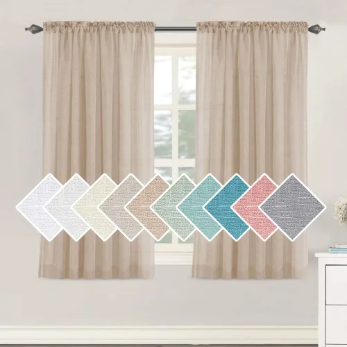Vista 32 de H.VERSAILTEX - Cortinas de mezcla de lino natural semitransparentes, con bolsillo para cortinero, filtrado de luz, 2 paneles, para sala de estar Gris