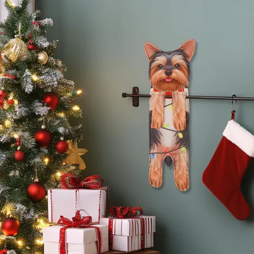 Vista 2 de GPGHE Regalos de Navidad Yorkie Dog Toallas de mano divertidas y lindas toallas de cocina para perros, regalo de cumpleaños y Año Nuevo para mujeres