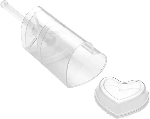 Vista 2 de Restaurantware -4.2 onzas Push Up Pops, 100 recipientes de corazón para tartas con forma de corazón, con tapas y palos, recipientes de plástico