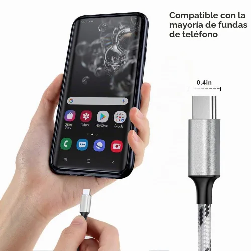 Vista 4 de Puxnoin Cable de carga múltiple, paquete de 2 cables de carga multiteléfono de 10 pies, trenzado, universal, 3 en 1, cable de carga extra largo