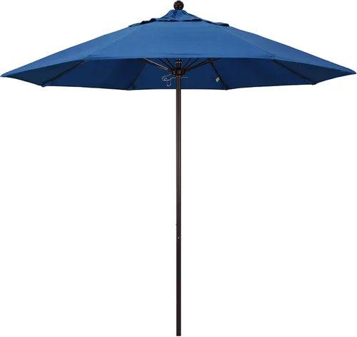 Vista 38 de California Umbrella ALTO908117-5410 Venture Series - Sombrilla comercial para patio, 9 pies redonda, color azul aire Sunbrella