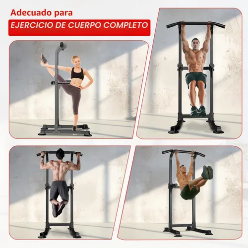 Vista 2 de ZENOVA Pull Up Bar Dip Bar Squat Rack Workout Dip Station Height Adjustable Free Standing Chin Up Bar