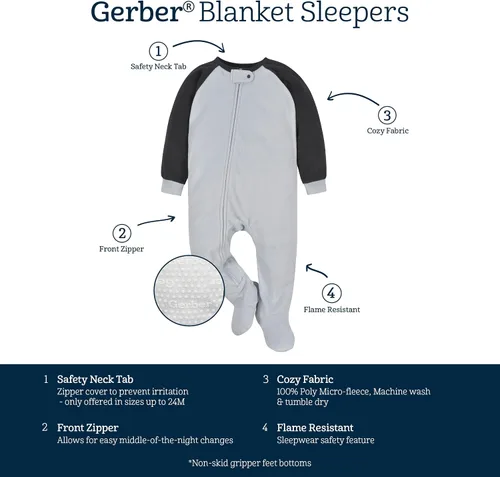Vista 6 de Gerber Baby Boys' Toddler Loose Fit Flame Resistant Fleece Footed Pajamas 2-Pack