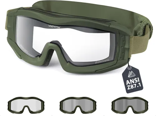 Vista 7 de Airsoft Goggles Anti Fog, Tactical Safety Goggles Z87.1 + Rating Negro