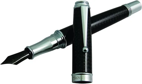 Vista 9 de Monteverde Invincia Deluxe - Pluma estilográfica, oro rosa, punta media, diseño de fibra de carbono con detalles chapados en oro rosa de 18